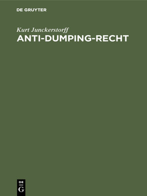 cover image of Anti-Dumping-Recht